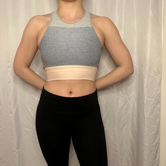 Outdoor Voices Tri-Tone Slashback Crop Top/Longline Sports Bra - XS - Picture 2 of 8